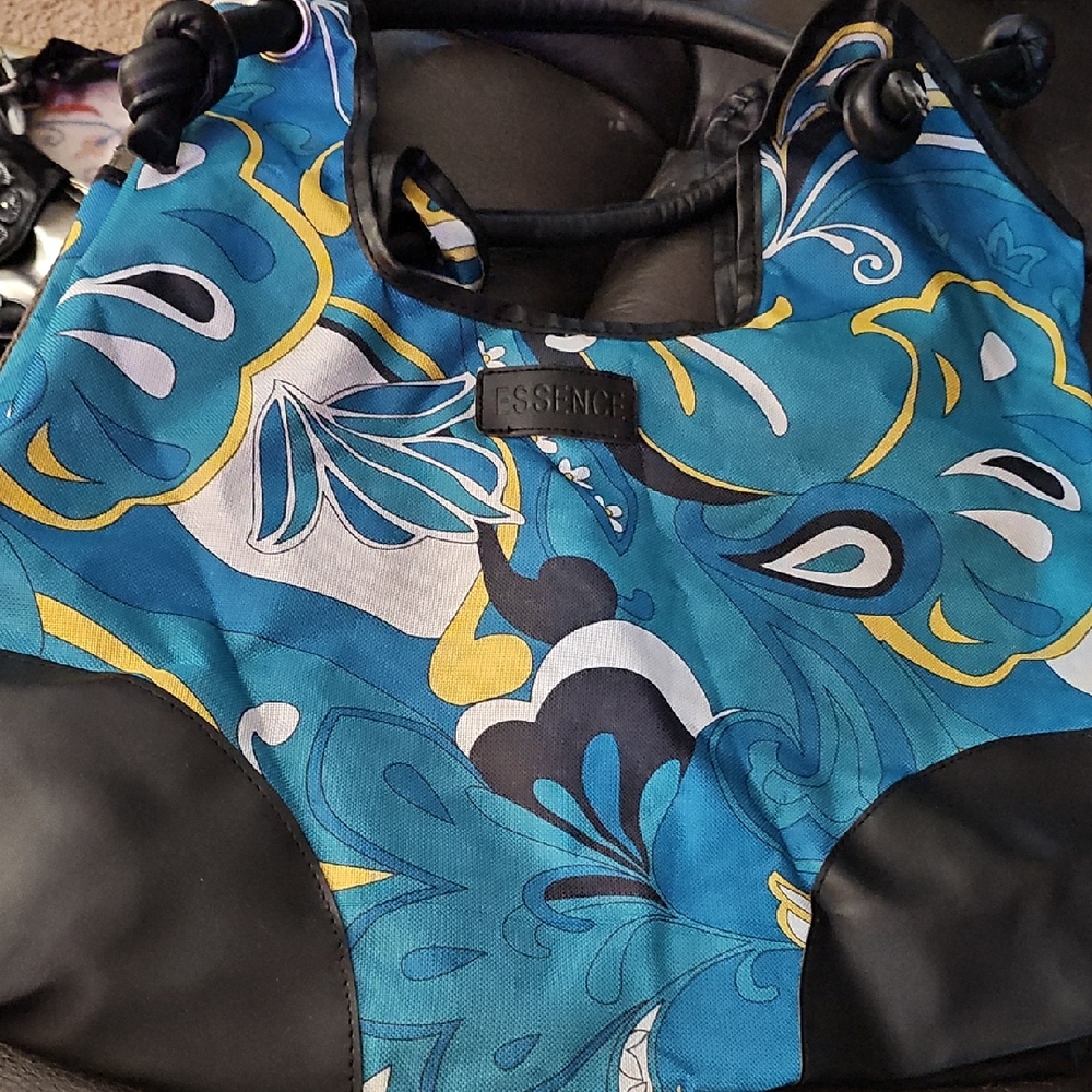 Blue and Black Women's Tote Bag